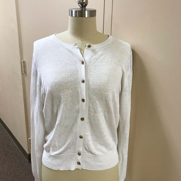 Ann Taylor Tops - ANN TAYLOR Women's White Button-Up Cardigan